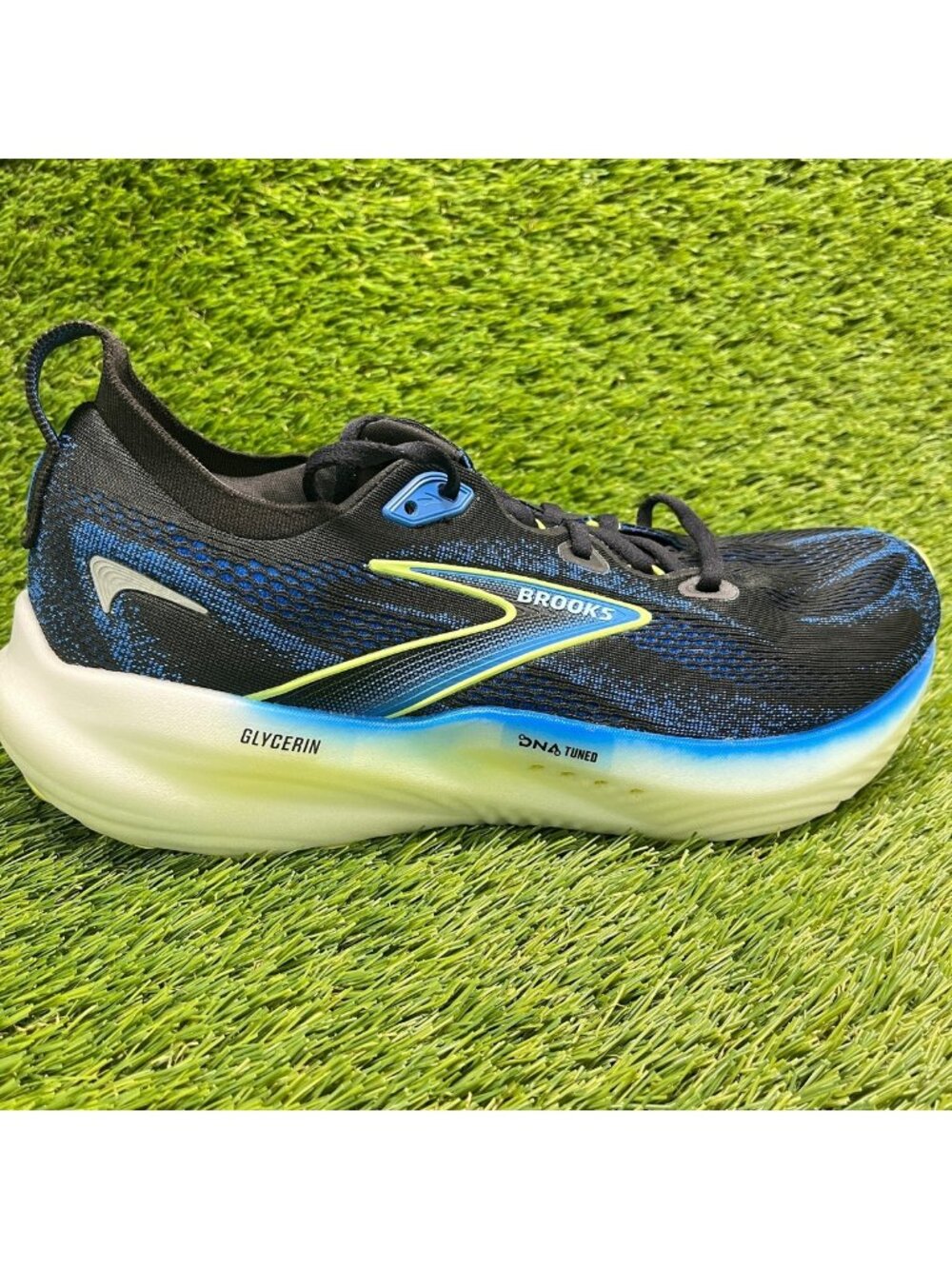 Brooks Glycerin 22 Mens Size 10 Black Blue White Athletic Running Shoes Sneakers